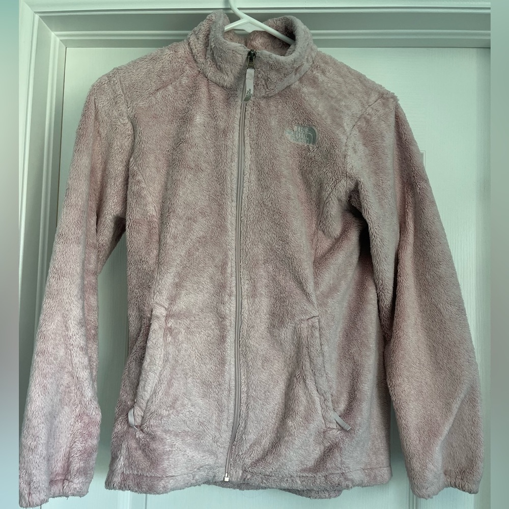 The North Face Girls Fuzzy Baby Pink Zip Up Sweater